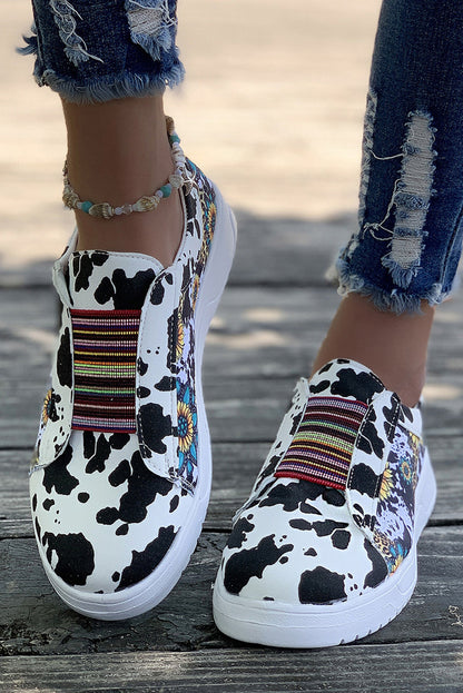Multicolor Casual Cow Spots Serape Western Sneakers