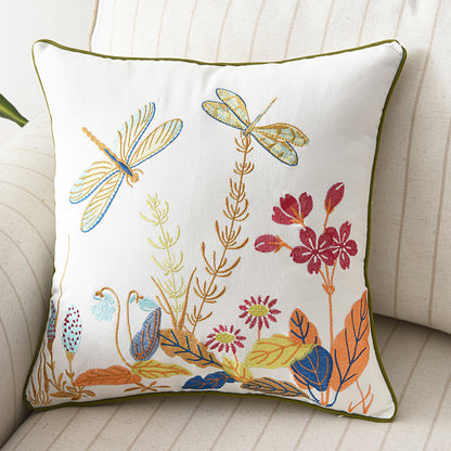 Flower, Bird And Butterfly Three-dimensional Embroidery Cushion Cover Without Core