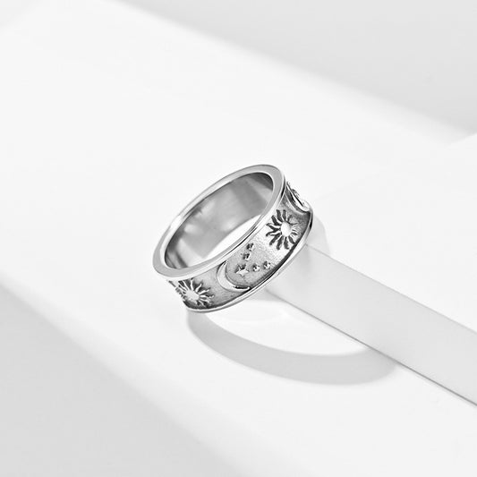 Boho Star Moon Sun Titanium Steel Ring