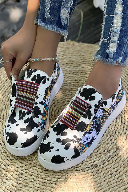 Multicolor Casual Cow Spots Serape Western Sneakers