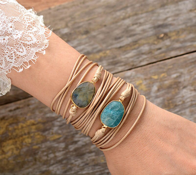 Wrap Boho Bracelet Natural Stone Amazonite
