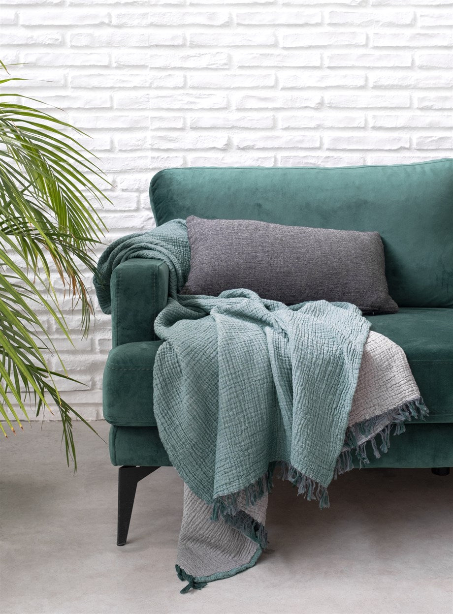 Gray Cotton Throw Blanket, Couch Blanket