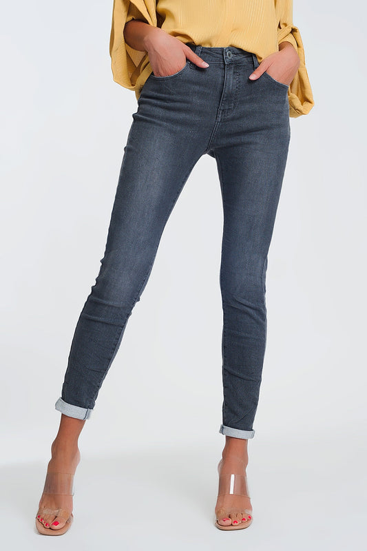 High Waisted Denim Glitter