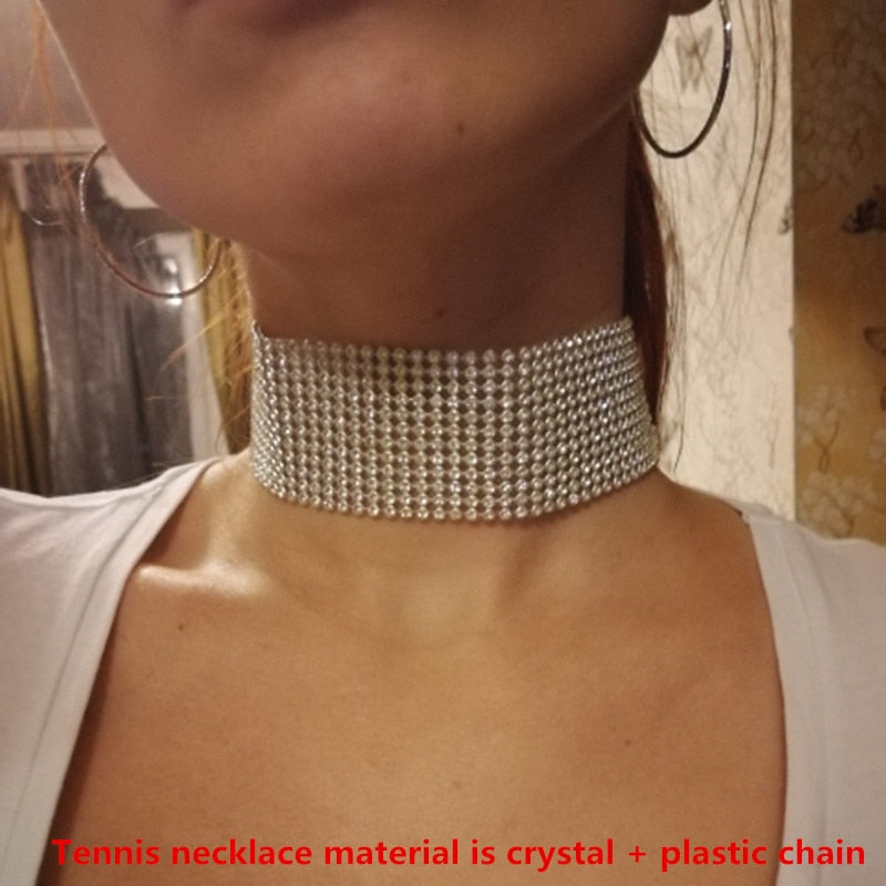 Vintage Crystal Tennis Choker Necklace