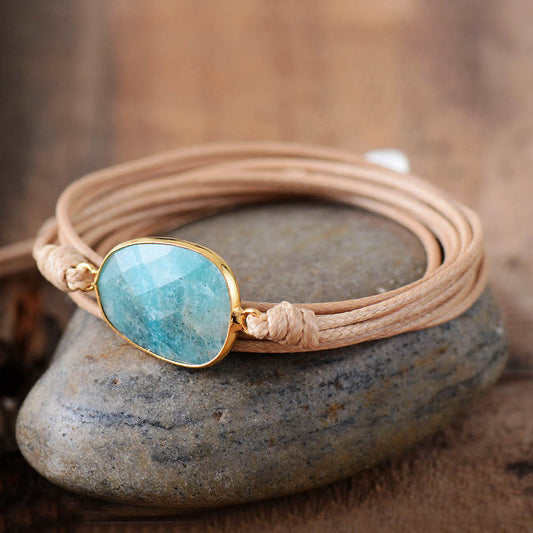 Wrap Boho Bracelet Natural Stone Amazonite